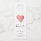 レッドウォーター色ハート結婚式の引き出物ありがとう ボトルネックタグ (正面)