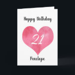 レッドウォーター色ハート21st誕生日 カード<br><div class="desc">水パーソナライズされた色ハート21日の誕生日カード娘、孫娘、娘など。あなたは彼女の名前で簡単にフロントをパーソナライズすることができる。内部カードメッセージとカードの背面もパーソナライズすることができる。この21歳パーソナライズされたの誕生日カードで誕生日の記念ユニーク品を作る。</div>
