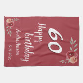 レッドウォーター色バラフローラ60誕生日 キッチンタオル (横)