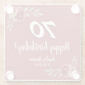 レッドウォーター色バラフローラ70誕生日 ガラスコースター (裏面)