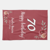 レッドウォーター色バラフローラ70誕生日 キッチンタオル (横)