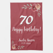レッドウォーター色バラフローラ70誕生日 キッチンタオル (縦)