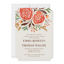 レッドウォーター色バラ秋の結婚式招待状