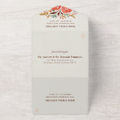 レッドウォーター色バラ秋の結婚式 オールインワン招待状 (外側)