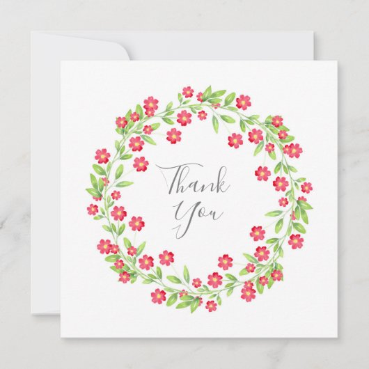 レッドウォーター色フローラリース サンキューカード (正面)