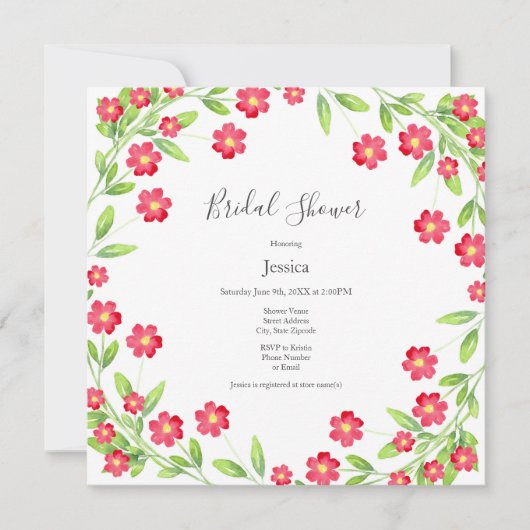 レッドウォーター色フローラリース 招待状 (正面)