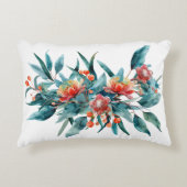 レッドウォーター色フローラ緑オーストラリアの花 アクセントクッション (正面)