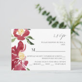 レッドウォーター色牡丹結婚式招待状RSVP 出欠カード (スタンド正面)