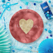 レッドウォーター色金ゴールドハート ペーパープレート (パーティー)