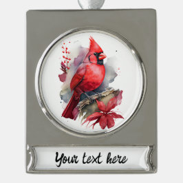 レッドウォーター色（鳥）ショウジョウコウカンチョウ シルバープレートバナーオーナメント