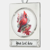 レッドウォーター色（鳥）ショウジョウコウカンチョウ シルバープレートバナーオーナメント (左)