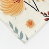 レッドウォーミングオータム花模様 フリースブランケット (角)