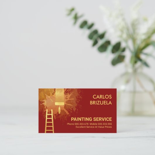 レッドウォール絵を描金ゴールド絵を描（ばちゃばちゃ）跳ねる 名刺 (スタンド正面)