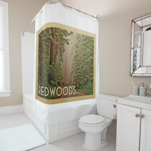 レッドウッズナショナルパークカリフォルニアヴィンテージ旅行 シャワーカーテン (インサイチュ)