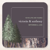 レッドウッズ&バーク素朴結婚ス スクエアペーパーコースター (正面)