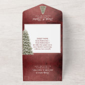 レッドウッドのクリスマスツ素朴リー結婚 オールインワン招待状 (外側)