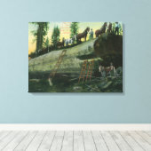 レッドウッドのログチームの落ちた表示 キャンバスプリント (インサイチュ (ウッドフロア))