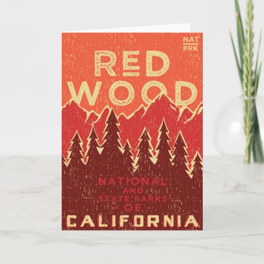 レッドウッドの国立公園のヴィンテージポスター カード (正面)