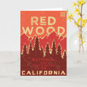 レッドウッドの国立公園のヴィンテージポスター カード (黄色い花)