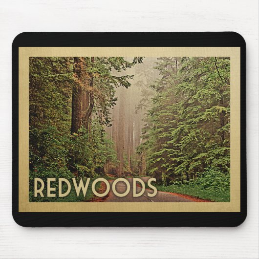 レッドウッドの国立公園カリフォルニアヴィンテージ旅行 マウスパッド (正面)