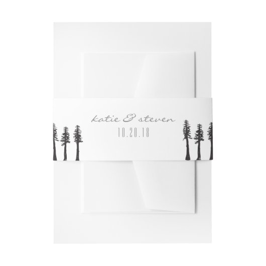 レッドウッドの木の屋外の結婚式の腹バンド 招待状ベリーバンド (正面例)