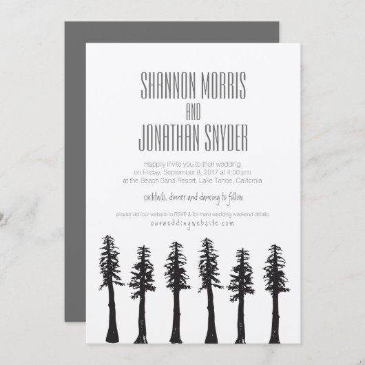 レッドウッドの木の招待状/山の結婚式 招待状 (正面/裏面)