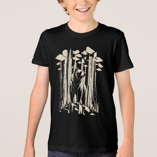レッドウッドの森のクマ キッズ トライブレンドTシャツ (正面)