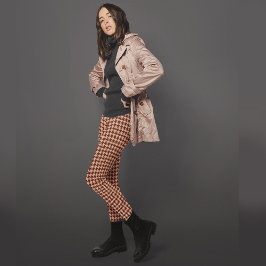 レッドウッドアンティークブラス千鳥格子のプパターン（の模様が）あるライド レギンス