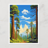 レッドウッドカリフォルニアアートトラベルヴィンテージイラストレーション ポストカード (正面)