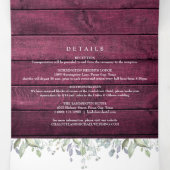 レッドウッドストリングライトフォトフォト結婚ズ 三つ折り招待状 (内部中)