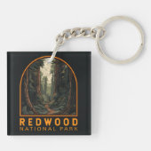 レッドウッドナショナルパークイラストレーショントレイルヴィンテージ キーホルダー (裏面)
