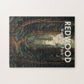 レッドウッドナショナルパークイラストレーショントレイルヴィンテージ ジグソーパズル (横)