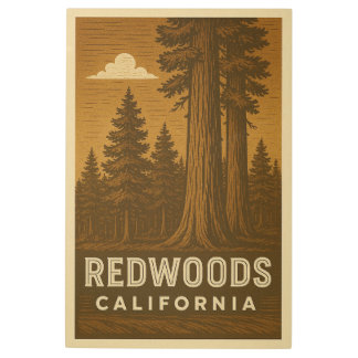 レッドウッドナショナルパークカリフォルニアメタルウォールアート メタルプリント