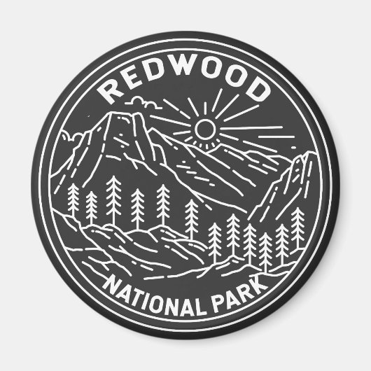 レッドウッドナショナルパークカリフォルニアヴィンテージモノリン マグネット (正面)