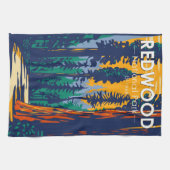 レッドウッドナショナルパークカリフォルニアヴィンテージ キッチンタオル (横)