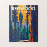 レッドウッドナショナルパークカリフォルニアヴィンテージ ジグソーパズル<br><div class="desc">レッドウッドのベクトルアートワークデザイン。広大な保護大草原、オークの林地、野生の川、険しい海岸線の40マイル。</div>