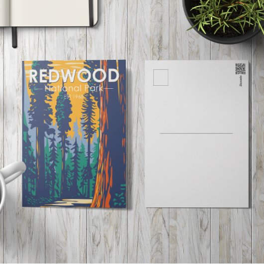 レッドウッドナショナルパークカリフォルニアヴィンテージ ポストカード
