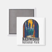 レッドウッドナショナルパークカリフォルニアヴィンテージ マグネット (正面/裏面)