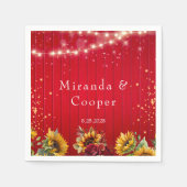 レッドウッドバラとヒマワリ結婚ス スタンダードカクテルナプキン (正面)