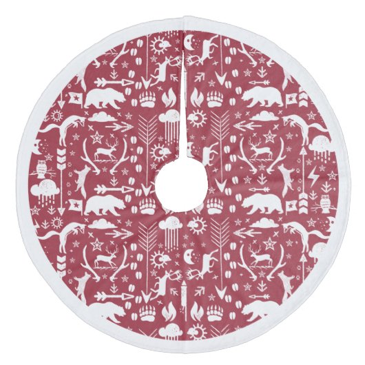 レッドウッドランドキツネディアベアメリークリスマス フリース ツリースカート (正面)