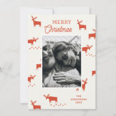 レッドウッドランド・トナカイ。ライトアイボリークリスマスフォト シーズンカード (正面)