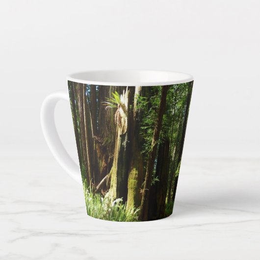 レッドウッド国立公園のレッドウッズとシダ カフェラテマグ (左アングル)