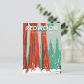 レッドウッド国立公園インウィンターカリフォルニアヴィンテージ ポストカード (スタンド正面)