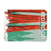 レッドウッド国立公園インウィンターカリフォルニアヴィンテージ マグネット (横)