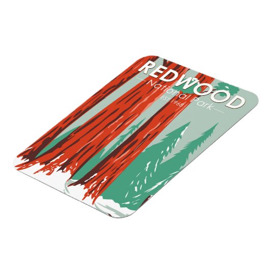 レッドウッド国立公園インウィンターカリフォルニアヴィンテージ マグネット (左側)