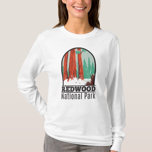レッドウッド国立公園インウィンターカリフォルニアヴィンテージ Tシャツ (正面)