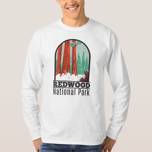 レッドウッド国立公園インウィンターカリフォルニアヴィンテージ Tシャツ (正面)