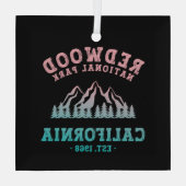 レッドウッド国立公園カリフォルニアグラデーション ガラスオーナメント (裏面)