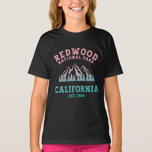 レッドウッド国立公園カリフォルニアグラデーション Tシャツ (正面)