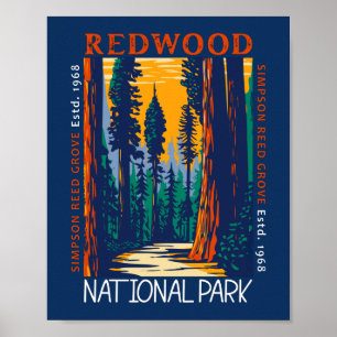 レッドウッド国立公園カリフォルニアレトロ動揺して ポスター